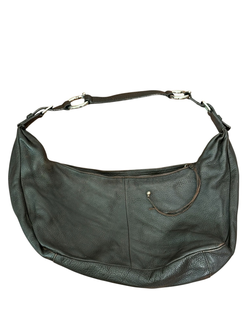 Francesco Biasia Made in Italy Leather Hobo Shoulder Bag Chocolate Brown. Y2K
